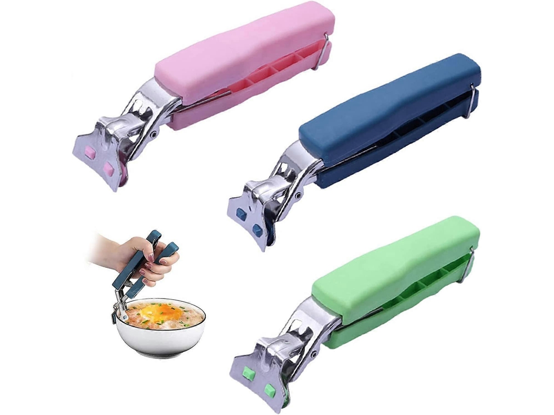 Pinza Anti deslizante para Recipientes de Cozinha 3 Peças de Aço Inoxidável com Silicone Anti calor para Pratos e Tigelas Quentes