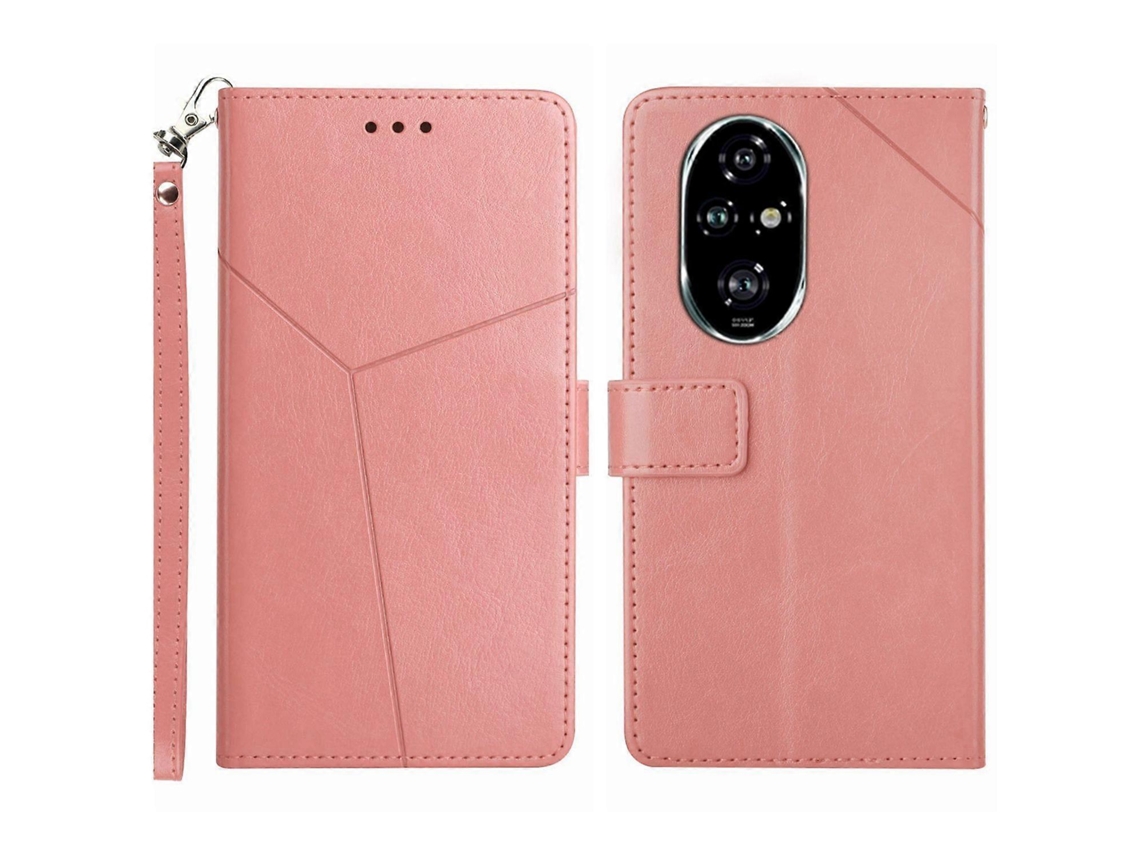 Capa De Couro Flip Para Honor 200 5g Com Linhas Em Y
