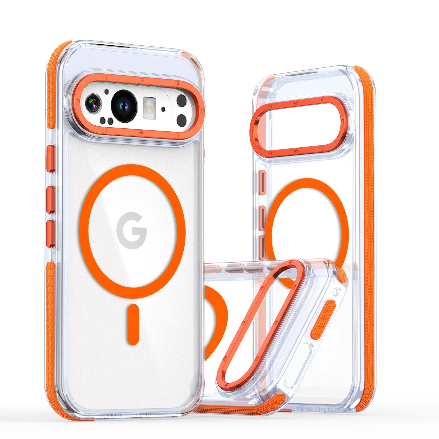 (laranja, Google Pixel 10) Capa Protetora Transparente Premium, Carregamento Magnético, Capa Protetora À Prova De Choque.