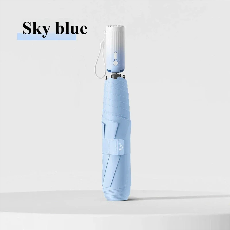 (azul Celeste 6k) Novo Guarda-chuva Dobrável Ultraleve Grande, Proteção Contra Sol E Chuva, Com Interface Usb