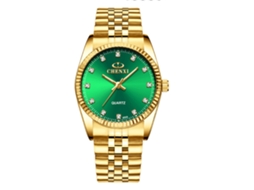 Relógio de pulso masculino analógico de quartzo com pulseira de aço inoxidável (verde)