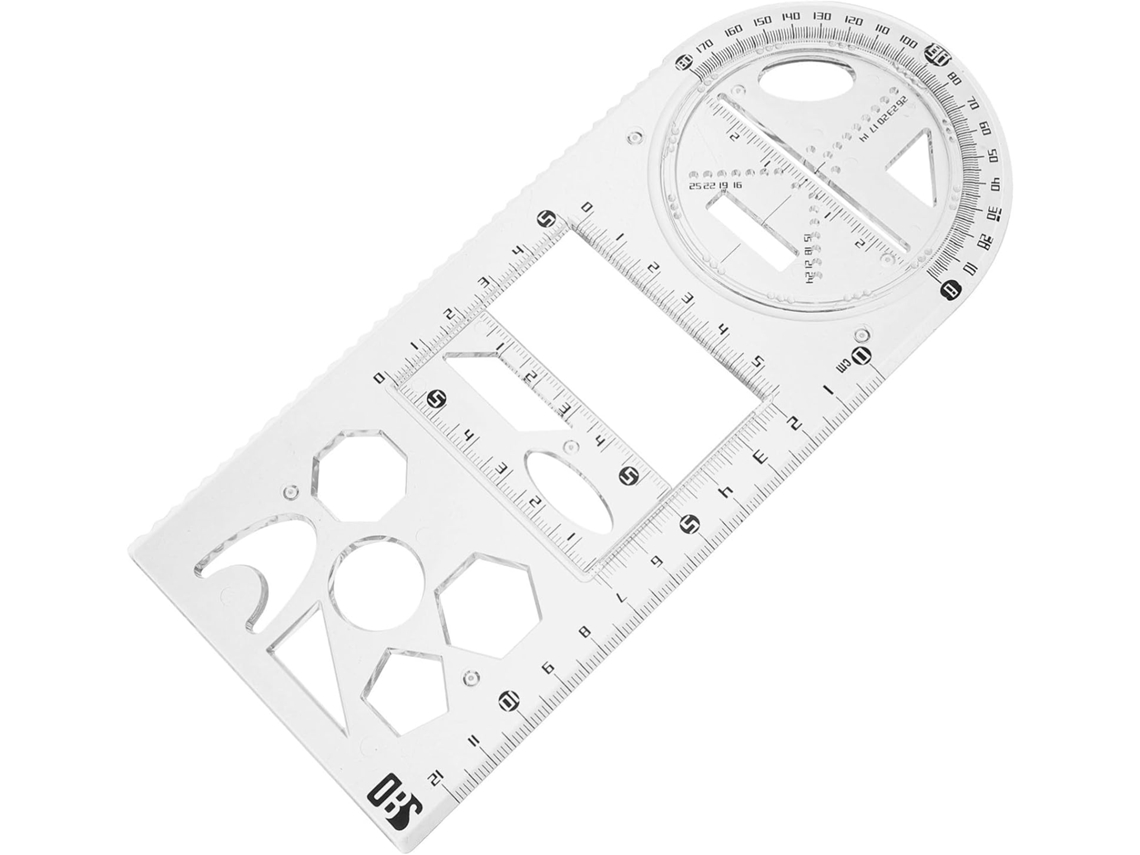 Régua Geométrica Multifuncional Genérica, Modelo Versátil De Plástico Para Desenho E Medição, Ideal Para Estudantes