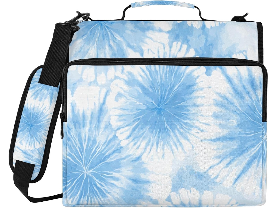 Pasta Organizadora De 3 Argolas Com Estampa Tie Dye, 3, 8cm 1, 5 Polegadas, Com Alça E De Ombro Removível, Grande