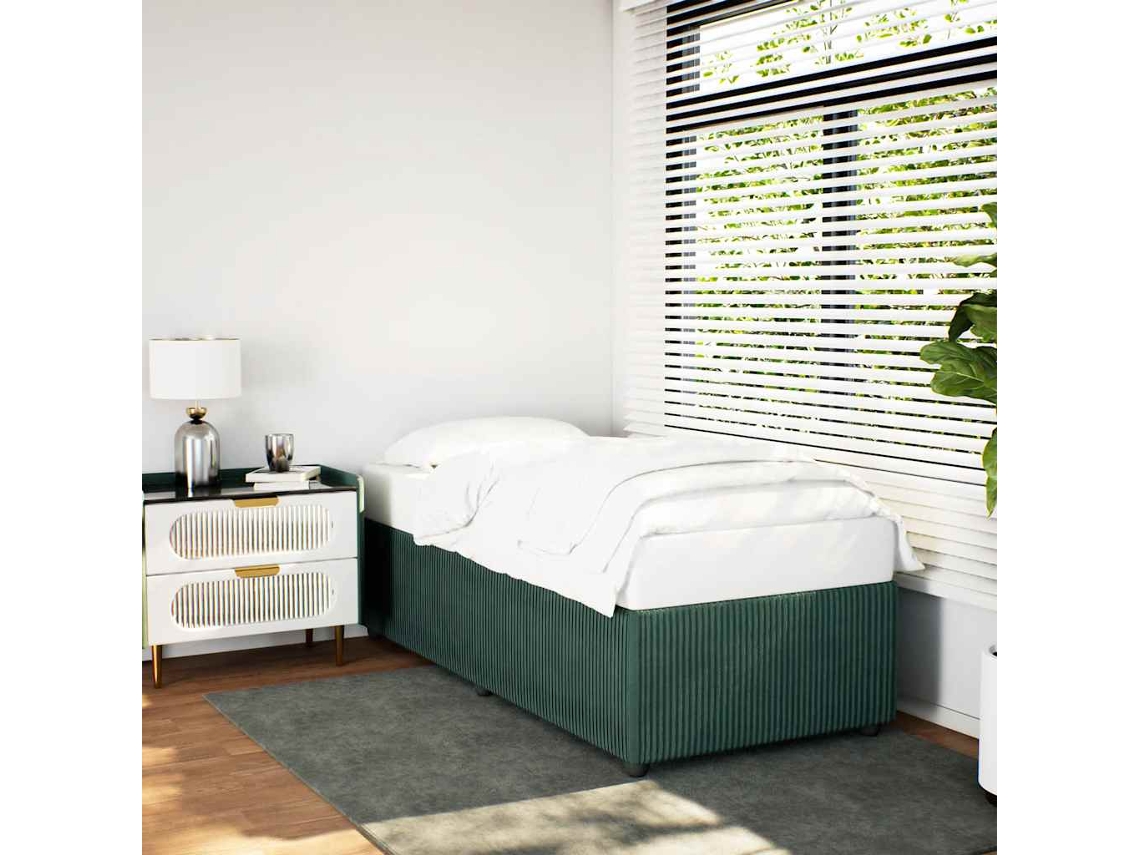 Estrutura De Cama Sem Colchão 100x200 Cm Veludo Verde-escuro