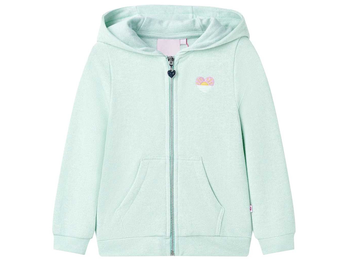 Sweatshirt Para Criança Com Capuz E Fecho Menta-claro Misto 92