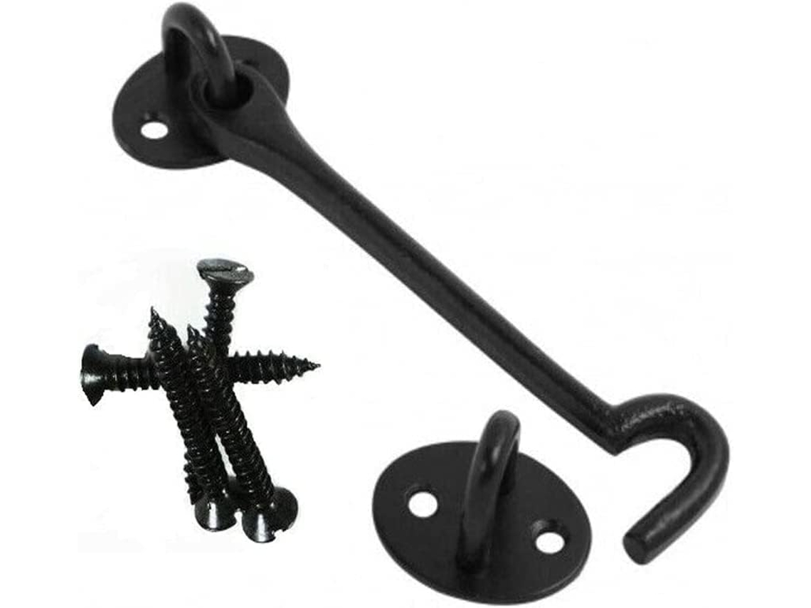 Namoro Gancho e Olhal para Portão, Preta, Em Metal, Resistente,