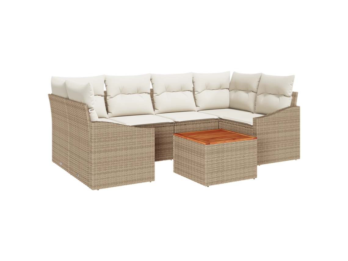 Conjunto 7 Sofá Modular Vidaxl Bege Vime Pe (234 X 123,5 X 69 Cm)