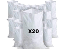 20 Sacos De Cascalho, 55 X 95 Cm, ​​55 Kg, Duráveis ​​​​e Reutilizáveis, Em Polipropileno Tecido Branco, Para Terra, Cascalho E Jardinagem Aquaforge