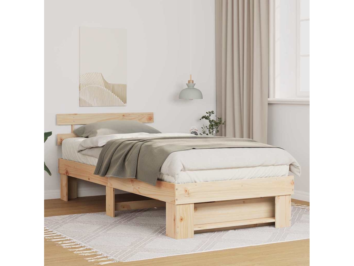 Vidaxl Estrutura Da Cama Com Cabeceira Castanho 100 X 200 Cm