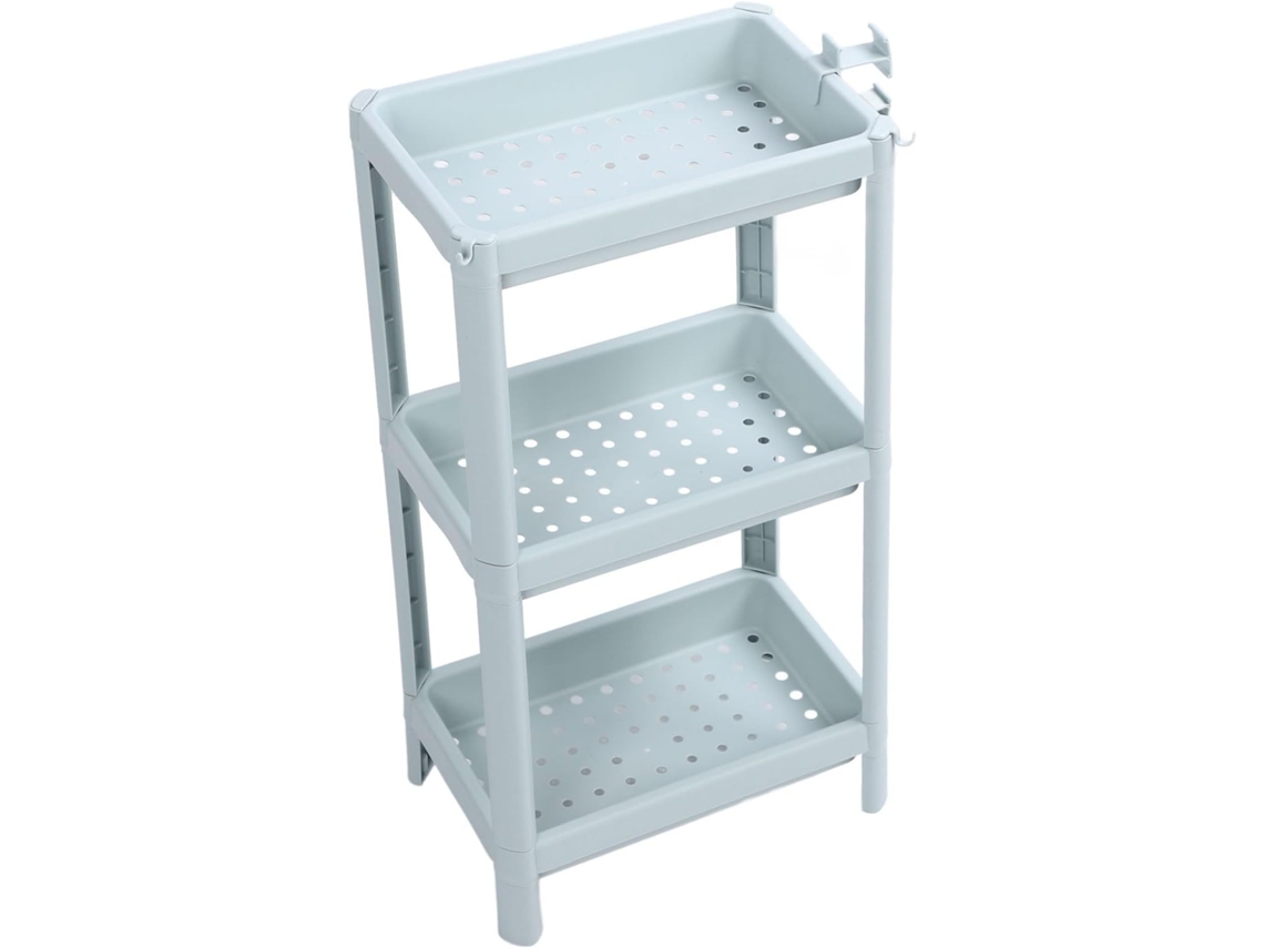 Prateleira De Chão Para Banheiro Amonida, Azul Nórdico, Espaçosa E Aberta, Para Organização Do Banheiro 3 Níveis