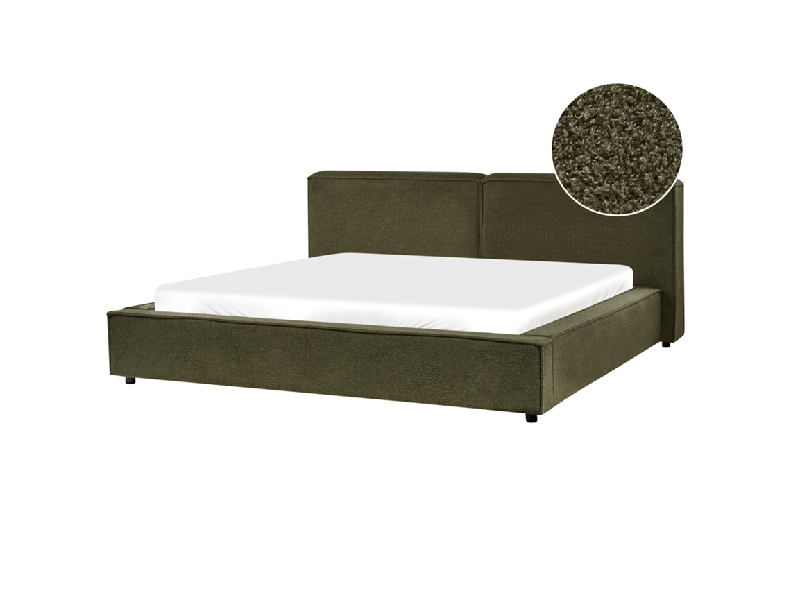 Cama Beliani Linards De Bouclé Verde 230x242x94