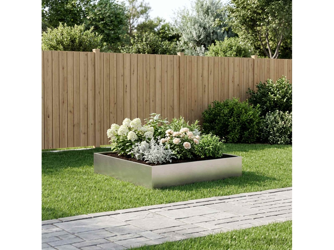 Vidaxl Vaso De Jardim Prateado 80 X 80 X 20 Cm Aço Inoxidável