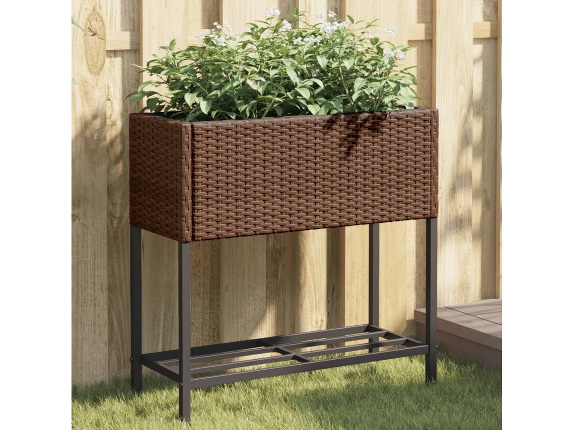 Vidaxl Canteiro De Jardim Com Prateleira 2pcs 70x28x70cm Vime Pe