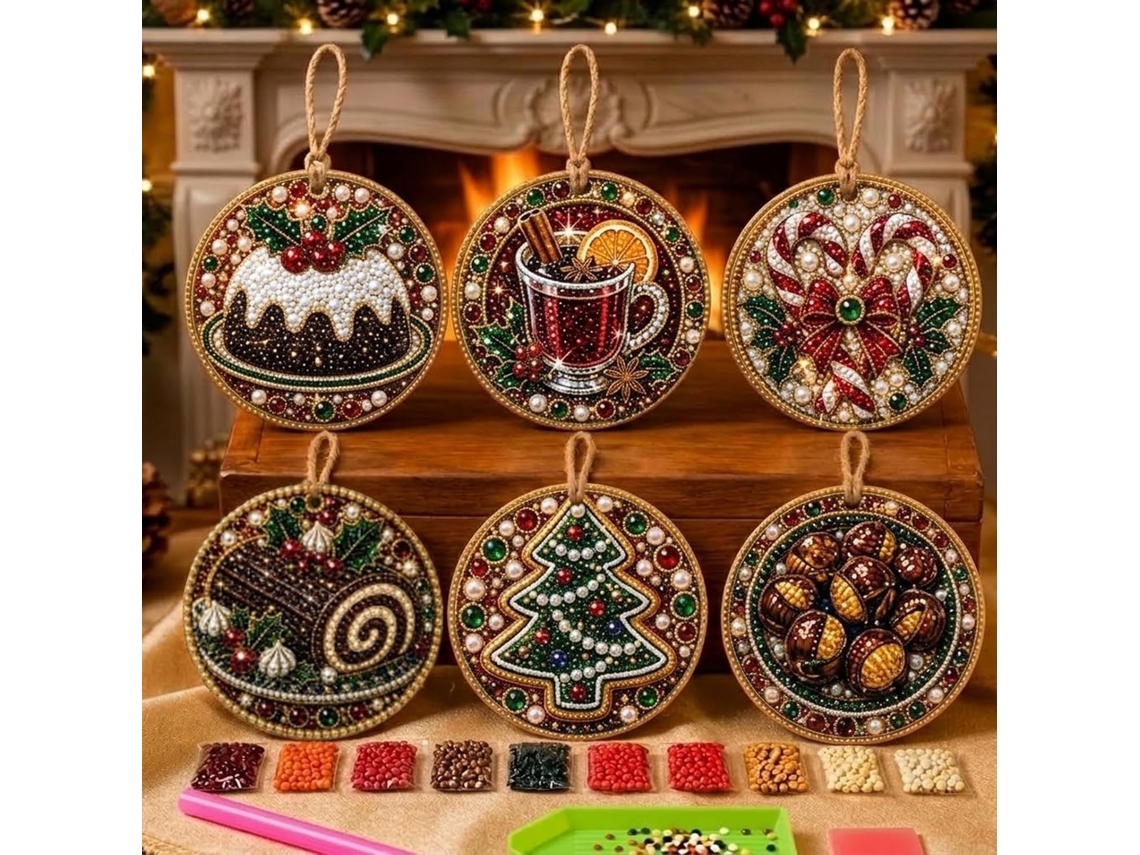 Decoração De Natal, Conjunto De 6 Com Detalhes Temáticos E Modelo 525