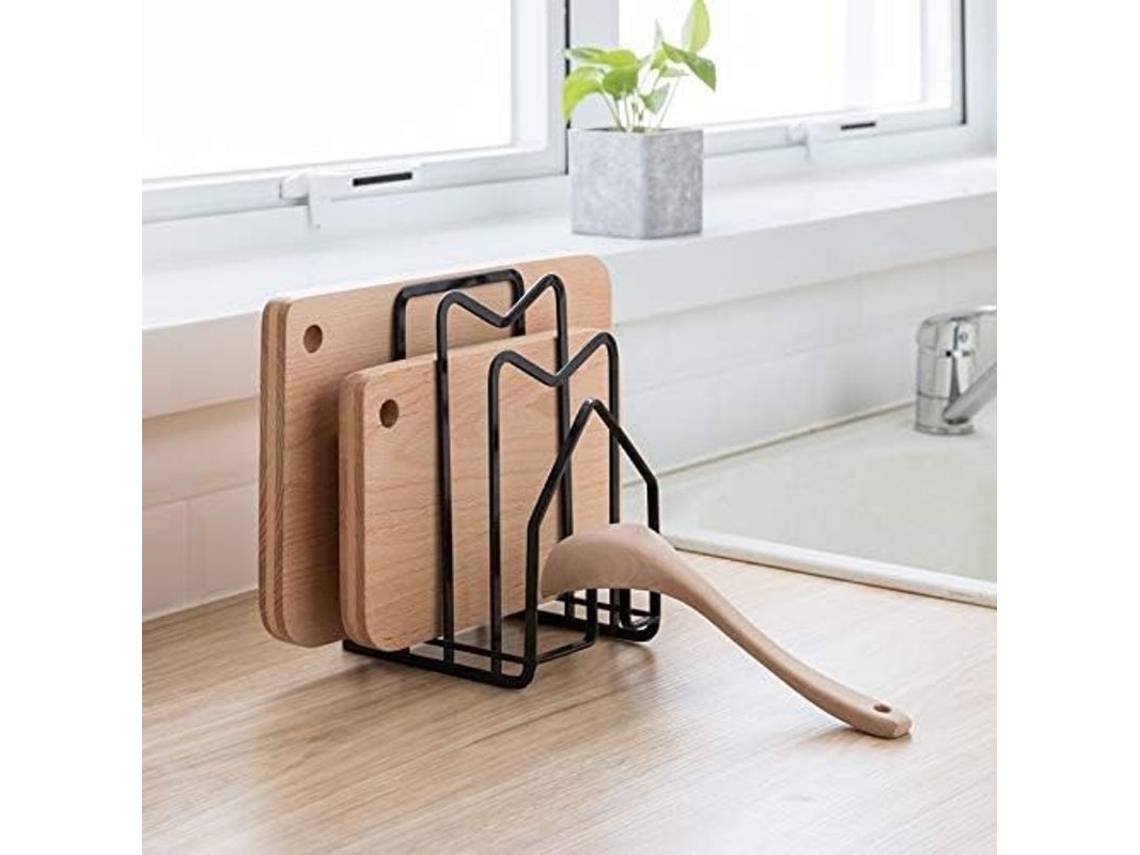 Portarrolla Tablas De Cortar Organizador Estante Para Cocina Countertop Soporta Tuppers Tapas Y Tablas De Cortar Acero Duradero