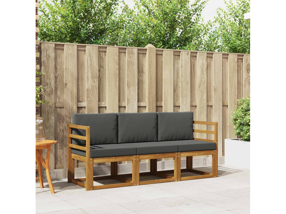 Vidaxl Conjunto De Sofás Para Exterior 3 Unid. Natural E Antracite