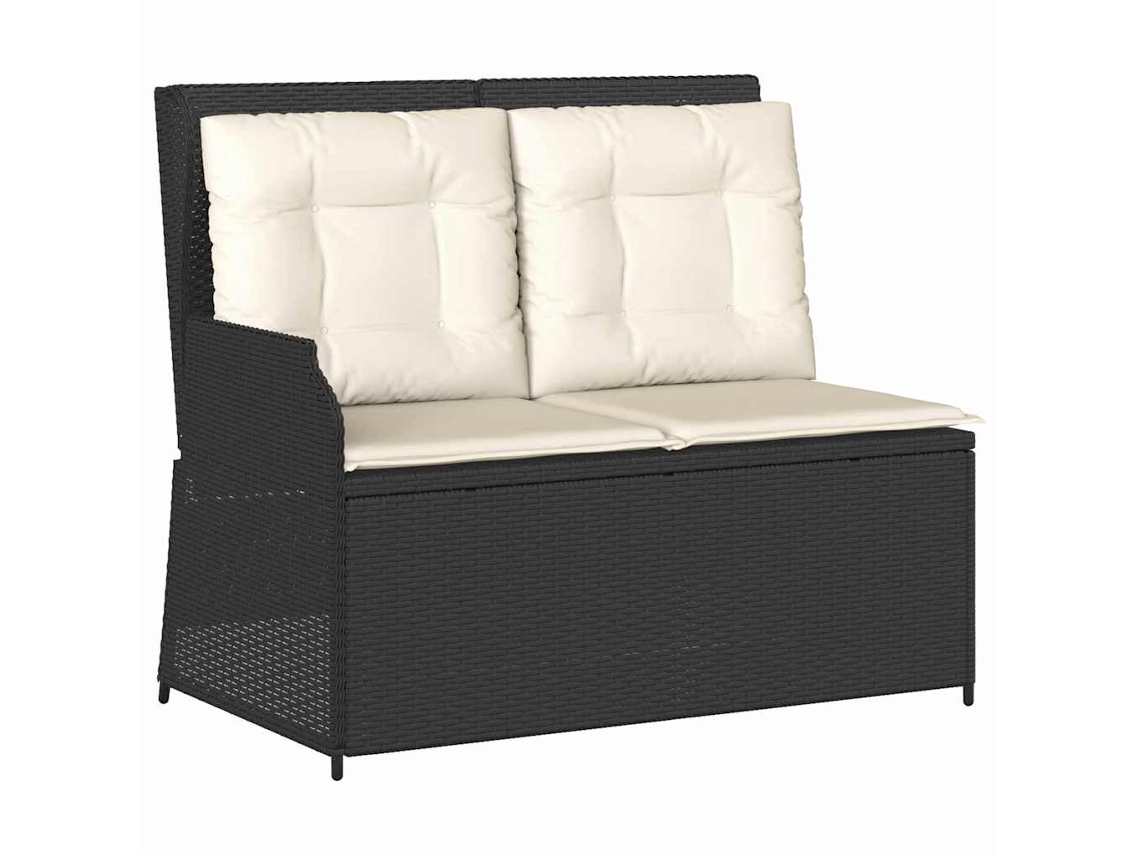Conjunto 1 Banco De Jardim Vidaxl Preto Vime Pe (110 X 67 X 95 Cm)