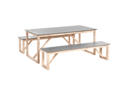 Conjunto De Refeição De Jardim Com Bancos Beliani Notteri De Betão Cinzento 180x90x75