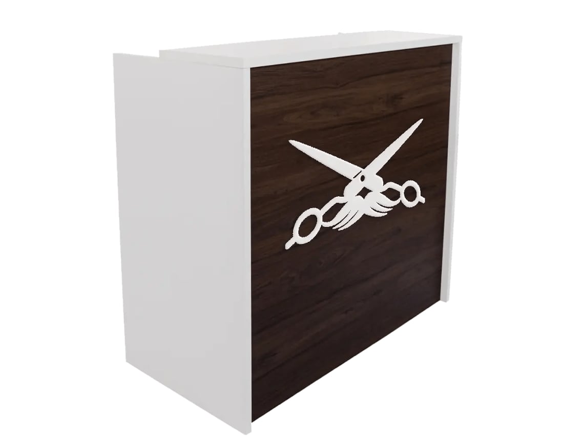 Balcão de recepção compacto para Cabeleireiro, Barbearia 120 cm. Noz. OFILIKE