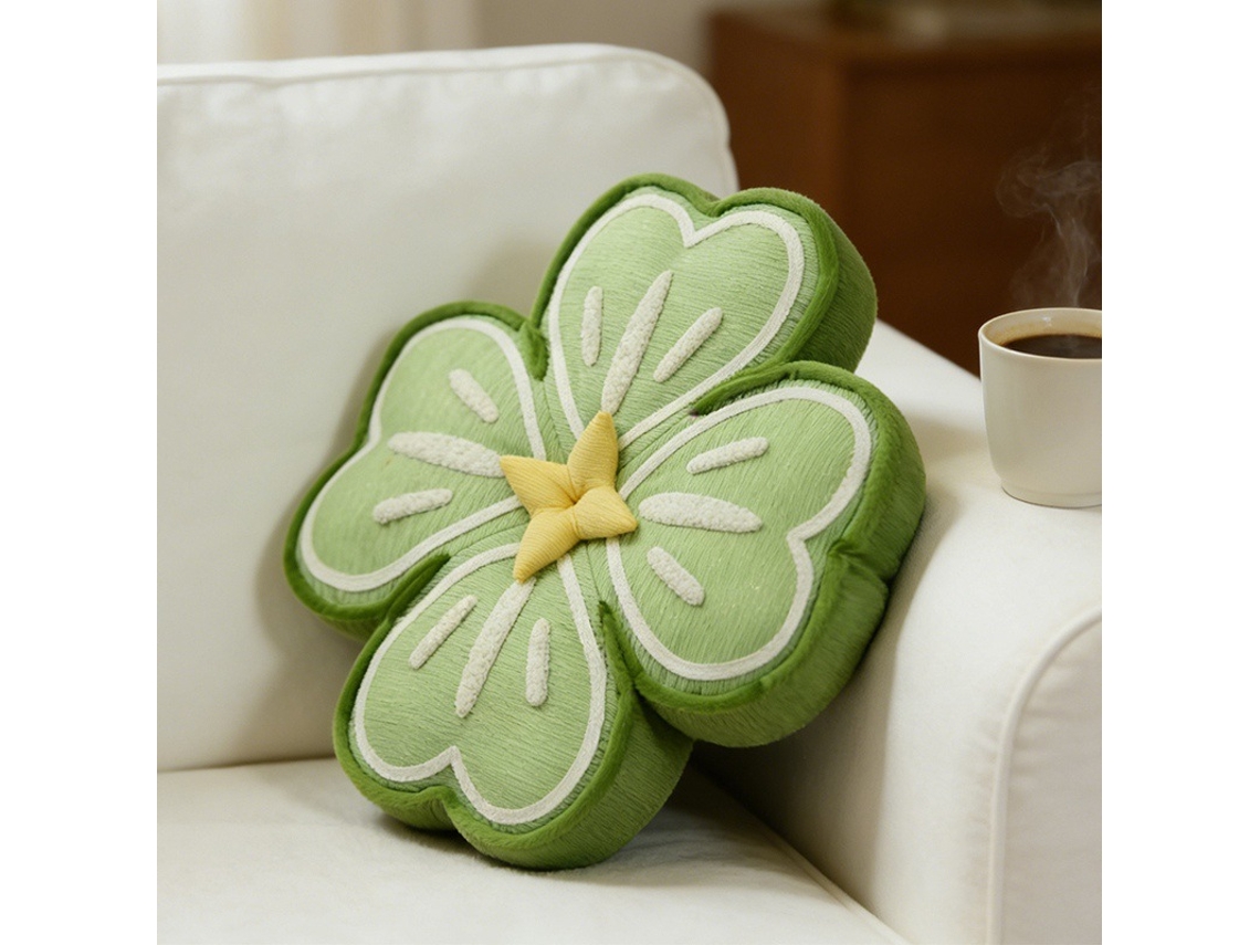 Almofada Cobertor 2 em 1 Trevo da Sorte Pelúcia Decoração Primavera Verde CHABERLU