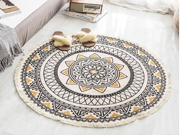 Lurelia Tapete Mandala Redondo Boémio Antiderrapante Lavável Absorvente Ø92 Cm R403