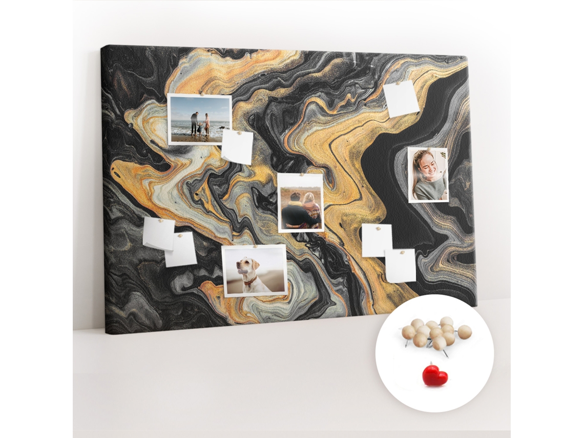 Painel De Cortiça Para Parede Mármore Dourado Para O Quarto Das Crianças Espelharte (120x80 Cm)