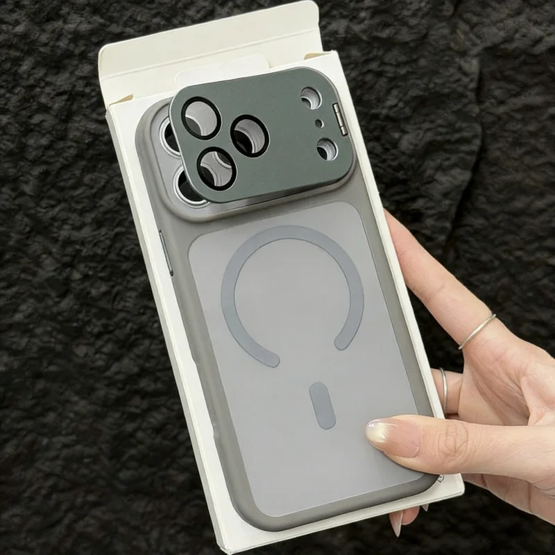 Capa Rígida Fosca Magnética (cinza) Para Iphone 17, À Prova De Choque, Com Proteção Para A Câmera.