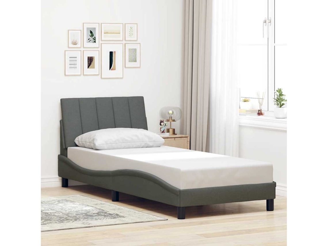 Vidaxl Estrutura De Cama Sem Colchão Hanko 90x200 Cm Tecido Cinzento-escuro