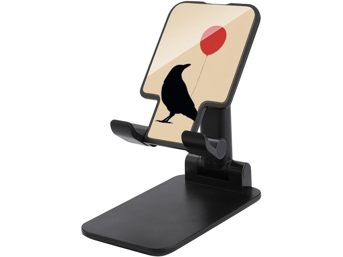 Suporte Dobrável E Ajustável Para Celular Em Formato De Silhueta Corvo Vermelho, Ideal Para O Escritório