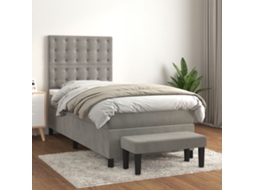 Cama Com Molas/colchão 90x200 Cm Veludo Cinza-claro