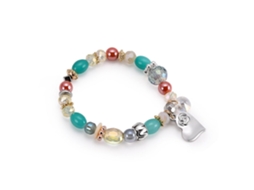 Pulseira Com Cristal Colorido E Pingentes De Tassel