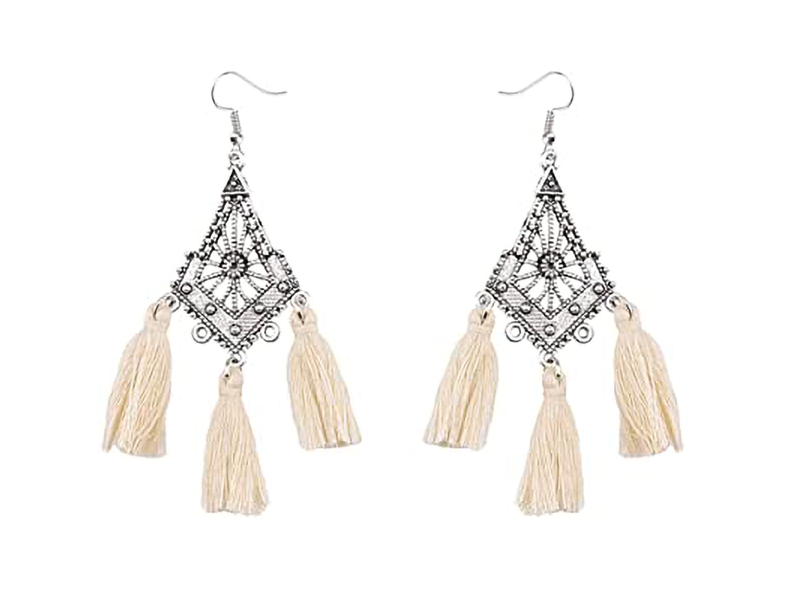 Brincos Pendentes Tassel Ouro Branco