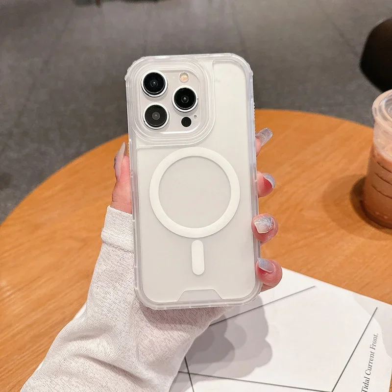 (branco, Iphone 13 Pro) Capa Protetora Resistente, Compatível Com Magsafe, À Prova De Choque.