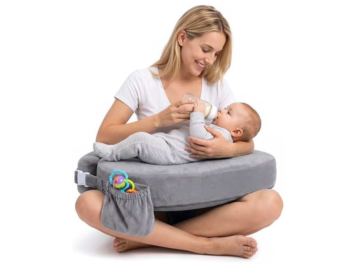 Babete Impermeável Para Bebé Com Bolso Frontal, Cinzento Para Refeições E Introdução Alimentar Elysve