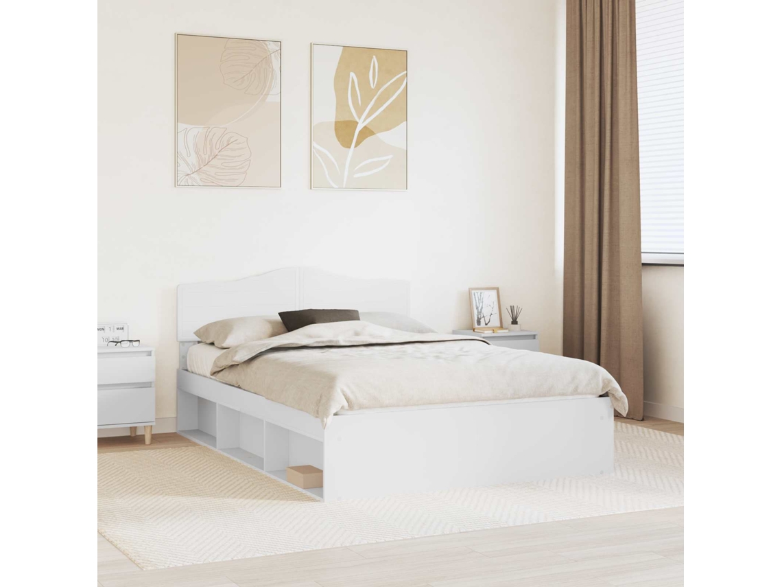Vidaxl Estrutura Da Cama Com Cabeceira Branco 160 X 200 Cm