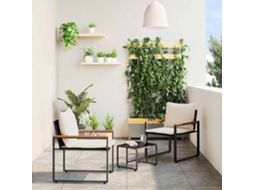 Vidaxl Conjuntos De Móveis 3 Pcs Preto E Branco Creme Vime