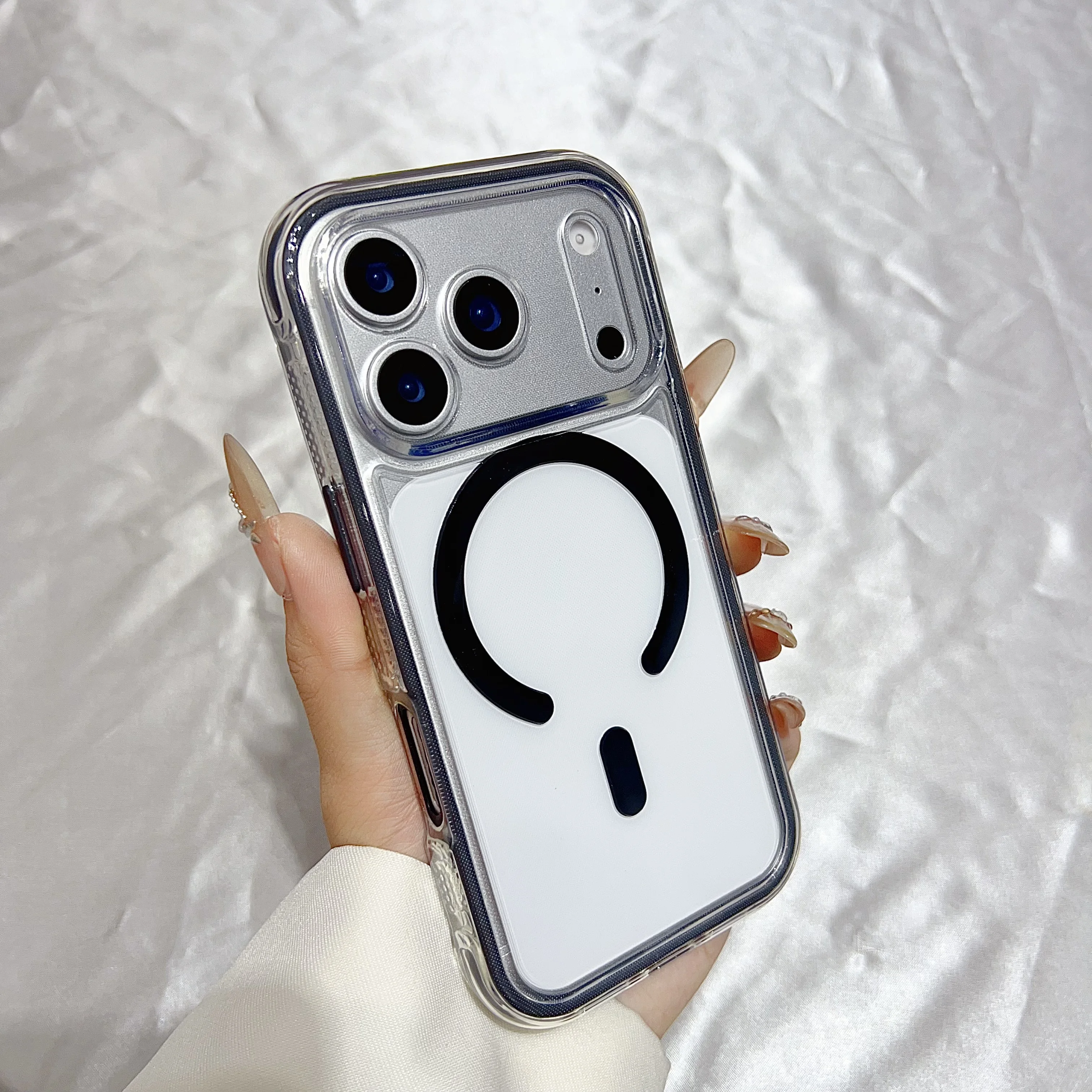 Capa Protetora Transparente De Silicone Macio E Colorida (iphone 12 Preto)