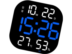 Despertador Multifuncional Com Grande Visor Led Que Exibe Hora, Data, Temperatura E Alarme De Fácil Leitura.
