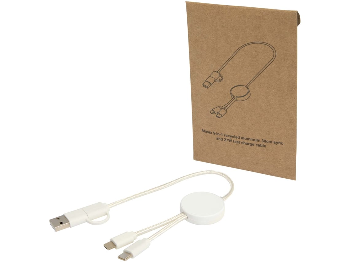 Cable 5 En 1 Usb-c Lightning Micro Usb-a Carga Rápida 27w 30 Cm Datos Reciclado