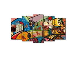 Quadro Moderno DEKOART Arte Abstrata, Moderna, Naïf, Casas (150x80 cm)
