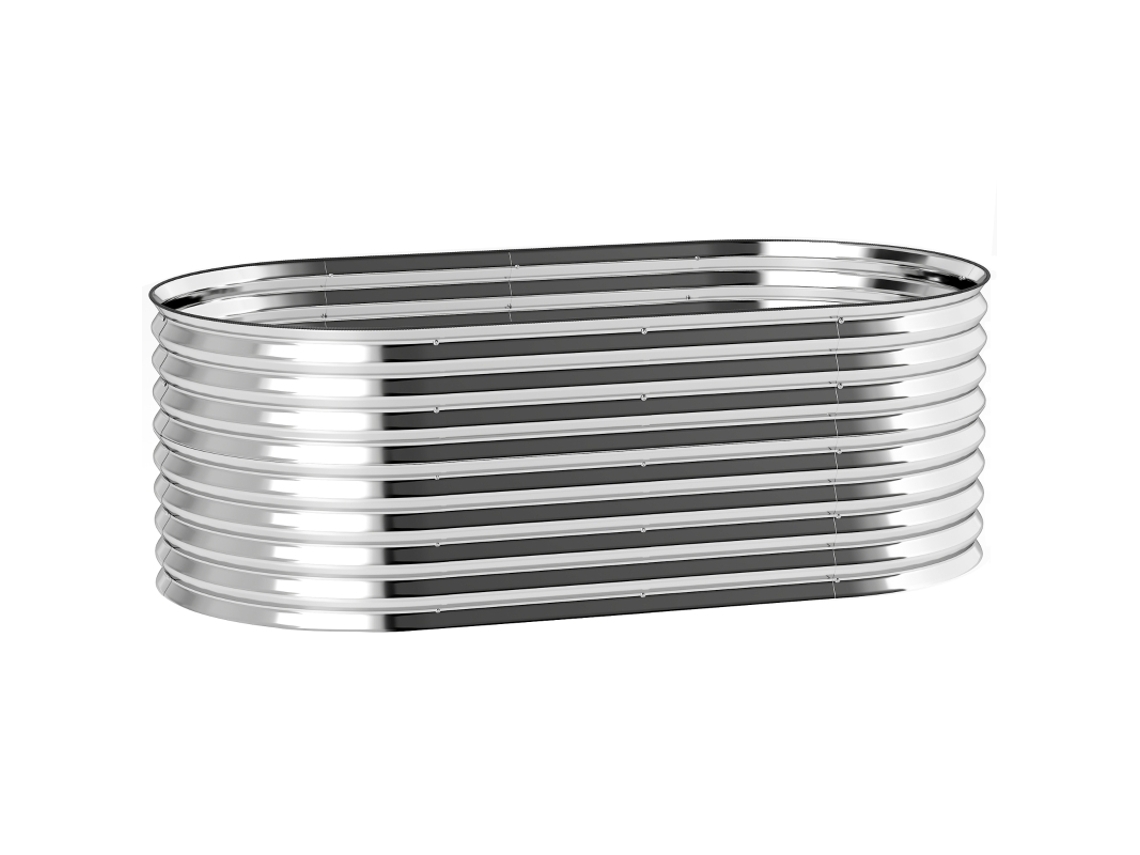 Vaso Metal VELTRIX, borda segurança, 160x80x56cm, fundo aberto, cinza, jardim