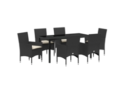 Maison Exclusive - Conjunto De Jantar Para Jardim Com Almofada 7 Pcs Preto Vime Pe