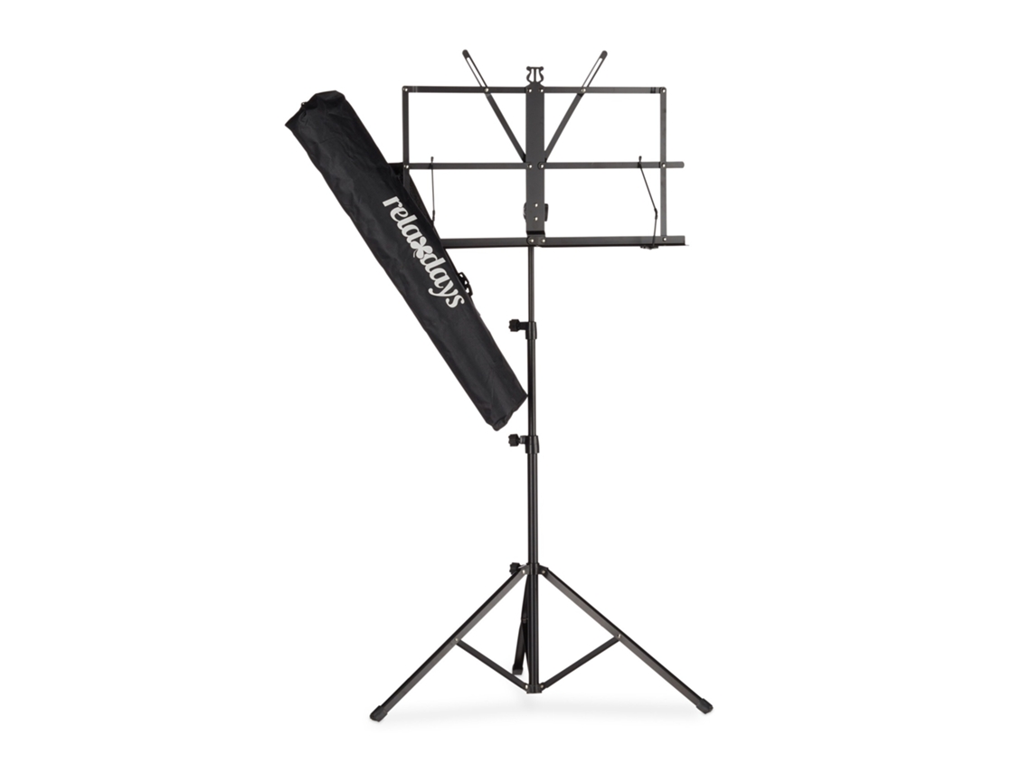 Suporte De Música Relaxdays Com Saco, Suporte De Música, Suporte De Orquestra, Descanso De Música, Dobrável E Leve, 60-130 Cm, Em Preto