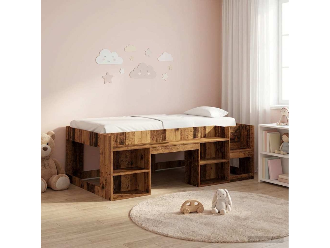 Vidaxl Estrutura De Cama Infantil Com Armazenamento Madeira Antiga