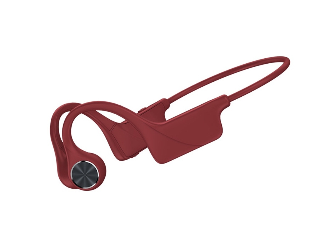 Fones Bluetooth Bone Sound Abertos, Condução Óssea Sem Fio IP67 à Prova D'água/poeira, Longa Bateria, Vermelho JIAPEI
