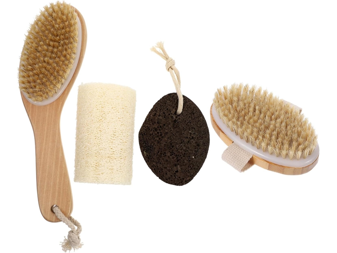 Valiclud 1-conjunto De Quatro Escovas Esfoliantes Para Banho Corporal, Escova De Banho Com Pedra, Escova Esfoliante Para