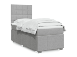 Cama Com Molas/colchão 90x200 Cm Tecido Cinza-claro