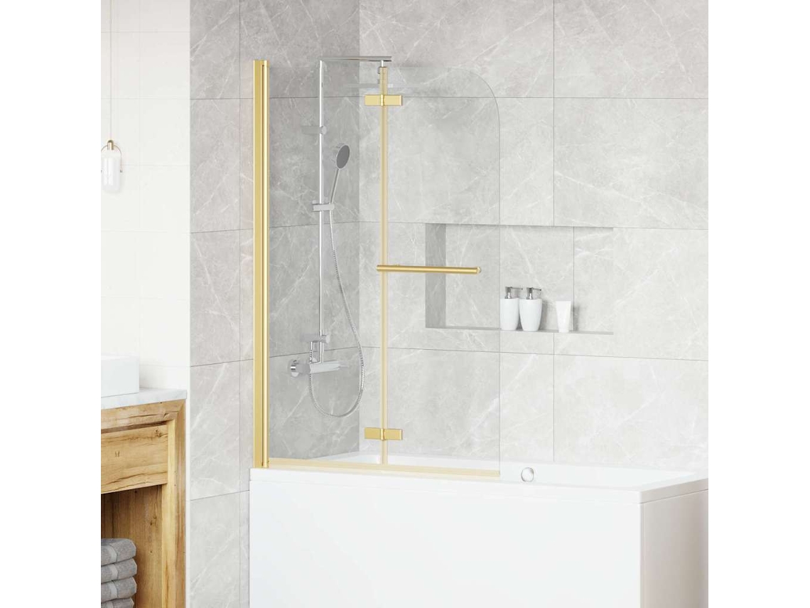 Conjunto 1 Enclosure De Chuveiro Vidaxl Dourado Vidro Temperado (95 X 140 Cm)