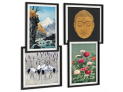 Pinturas Murais Modernas Praias Tropicais E Palmeiras Moldura Preta Imagens Para Um Quarto Infantil Espelharte (conjunto De 4 Imagens)