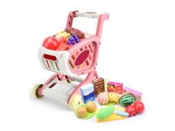 Mali conjunto de Carrinho de Compras para Crianças com Frutas Legumes Brinquedo Educativo Rosa